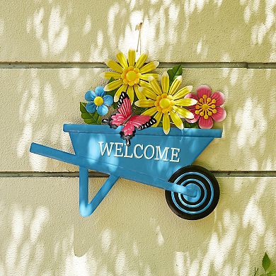 Glitzhome 30"H Metal Spring Garden Cart Yardstake