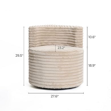 LuxenHome Modern Light Brown Upholstered Swivel Barrel Accent Chair