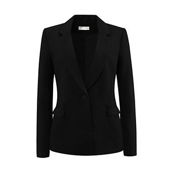 Women's Casual Blazer Lapel Button Open Front Long Sleeve Office Work Suit Jacket