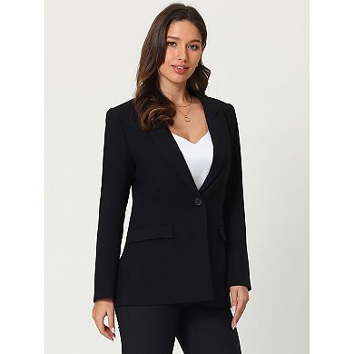 Women's Casual Blazer Lapel Button Open Front Long Sleeve Office Work Suit Jacket