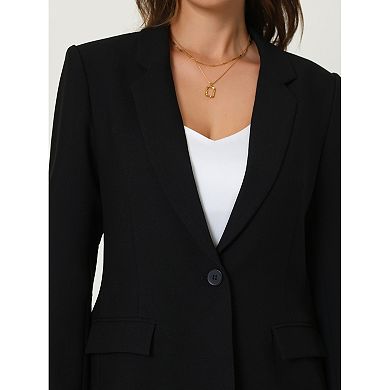 Women's Casual Blazer Lapel Button Open Front Long Sleeve Office Work Suit Jacket