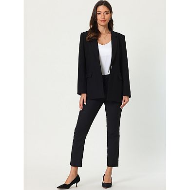 Women's Casual Blazer Lapel Button Open Front Long Sleeve Office Work Suit Jacket