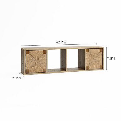 LuxenHome Mid-Century Modern Rope 47.2" Floating Wall Mount 2 Door Cabinet