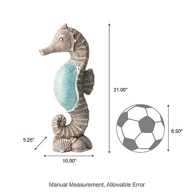 Glitzhome Elegant MGO Marine Faux Granite and Mosaic Sea Horse Statue