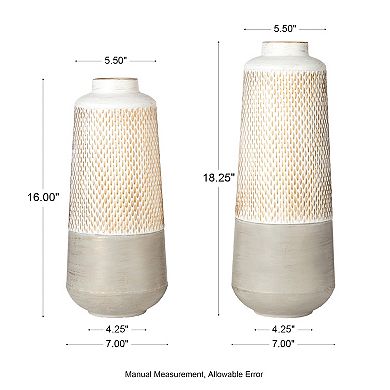Glitzhome Set of 2 Vintage Textured Metal Table Vases