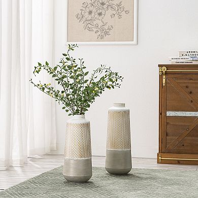 Glitzhome Set of 2 Vintage Textured Metal Table Vases