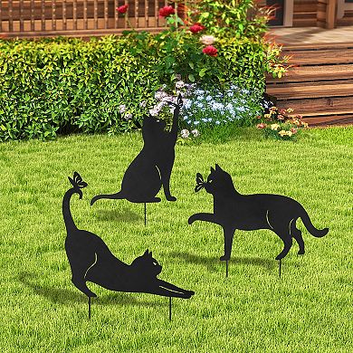 Glitzhome Set of 3 Black Garden Stake, 20.5"H Yard Sign Stake