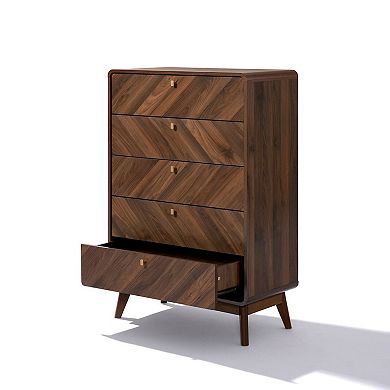 LuxenHome Columbia Engineered Wood 47.5-Inch Tall 5-Drawer Bachelor Chest
