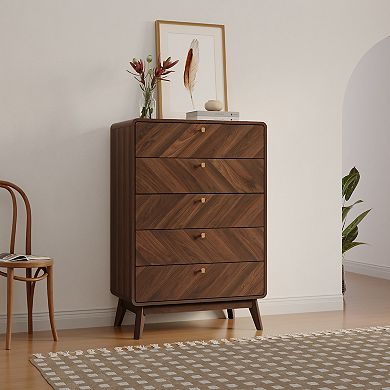LuxenHome Columbia Engineered Wood 47.5-Inch Tall 5-Drawer Bachelor Chest