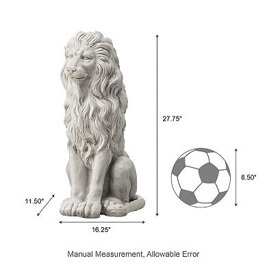Glitzhome Oversized MGO White Guardian Sitting Lion Garden Statue