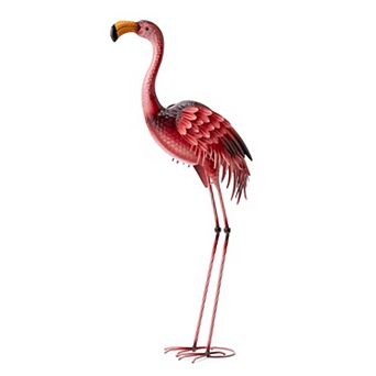 Glitzhome Metal Standing Flamingo Garden Statue with Stakes