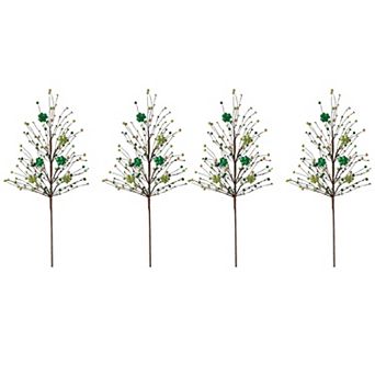 Glitzhome 4 Pack St. Patrick's Berry & Shamrock Artificial Picks