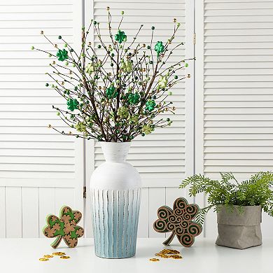 Glitzhome 4 Pack St. Patrick's Berry & Shamrock Artificial Picks