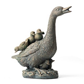 Glitzhome Weather-resistant Resin Faux Bronze Duck Garden Statue