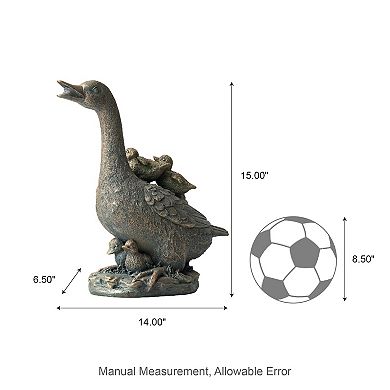 Glitzhome Weather-resistant Resin Faux Bronze Duck Garden Statue