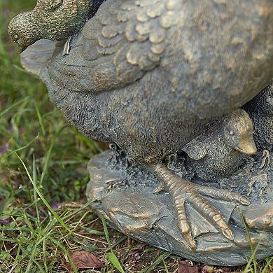 Glitzhome Weather-resistant Resin Faux Bronze Duck Garden Statue
