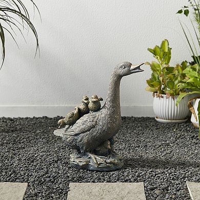Glitzhome Weather-resistant Resin Faux Bronze Duck Garden Statue