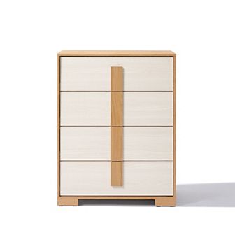 LuxenHome Natural and White 40.9-Inch Tall 4-Drawer Chest