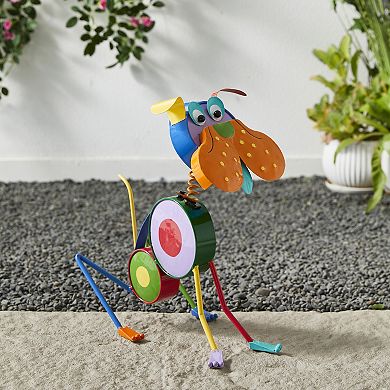Glitzhome Playful Metal Novelty Puppy Garden Statue