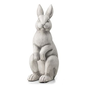 Glitzhome Vivid Sculptural Design MGO White Standing Rabbit Statue