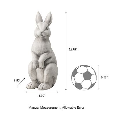 Glitzhome Vivid Sculptural Design MGO White Standing Rabbit Statue