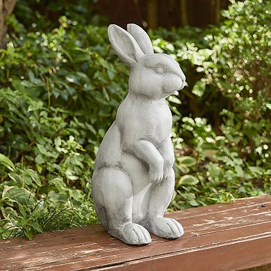 Glitzhome Vivid Sculptural Design MGO White Standing Rabbit Statue
