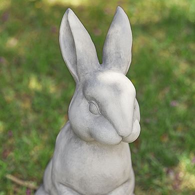 Glitzhome Vivid Sculptural Design MGO White Standing Rabbit Statue