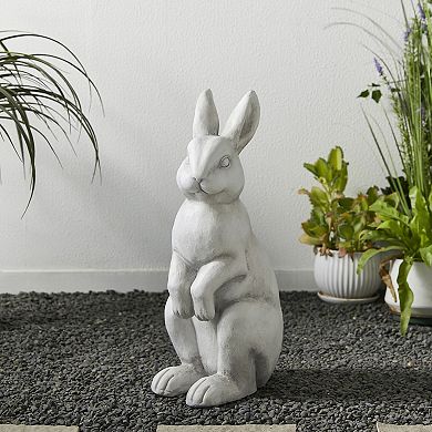 Glitzhome Vivid Sculptural Design MGO White Standing Rabbit Statue