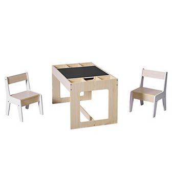 LuxenHome Drawing and Activity Board Children Table with 2 Chairs Set