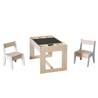 LuxenHome Drawing and Activity Board Children Table with 2 Chairs Set