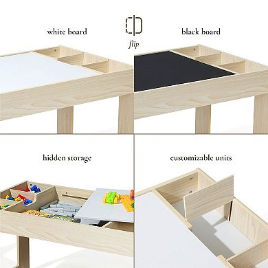 LuxenHome Drawing and Activity Board Children Table with 2 Chairs Set