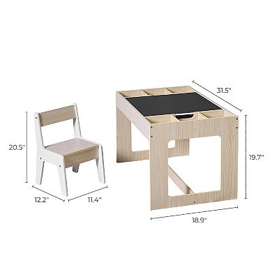LuxenHome Drawing and Activity Board Children Table with 2 Chairs Set