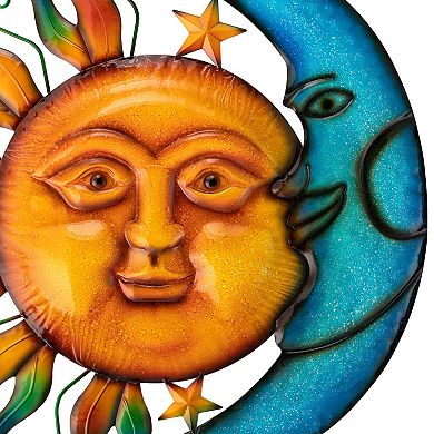 Glitzhome 36.25''H Metal Sun and Moon Yard stake
