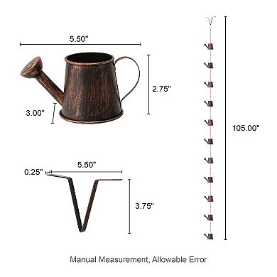 Glitzhome 8.5ft 11-Piece Faux Copper Watering Pot Rain Chain