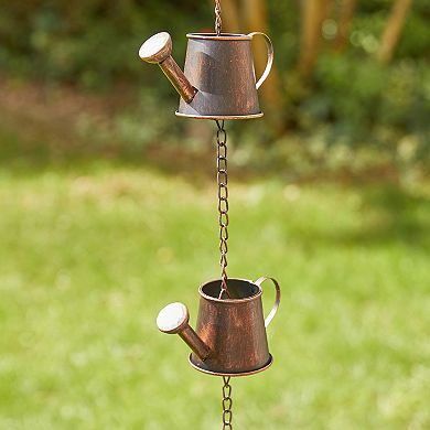 Glitzhome 8.5ft 11-Piece Faux Copper Watering Pot Rain Chain