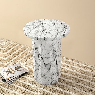 Glitzhome Modern MGO Faux Marble Side Table / End Table