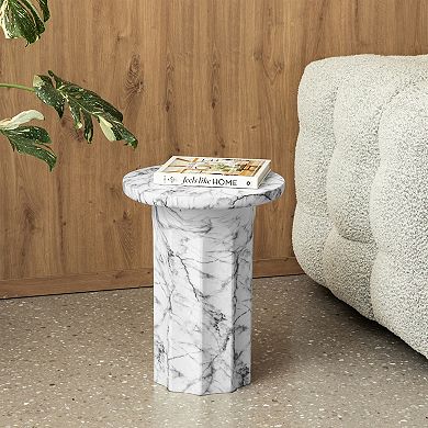 Glitzhome Modern MGO Faux Marble Side Table / End Table