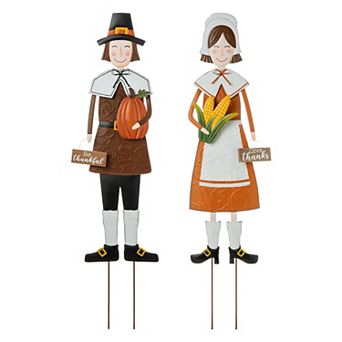 Glitzhome Scarecrow Yard Stake, 36"H Metal Garden Stake for Fall/Thanksgiving
