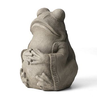 Glitzhome Handcrafted MGO Faux Concrete Zen-Style Frog Garden Statue