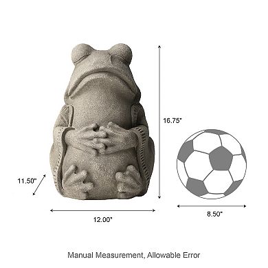 Glitzhome Handcrafted MGO Faux Concrete Zen-Style Frog Garden Statue