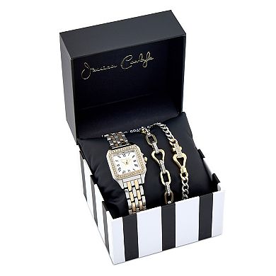 Jessica Carlyle Two Tone Metal Analog Watch & Bracelet Set