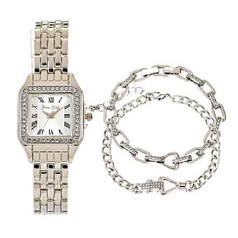 Jessica Carlyle Silver Tone Metal Analog Watch & Bracelet Set