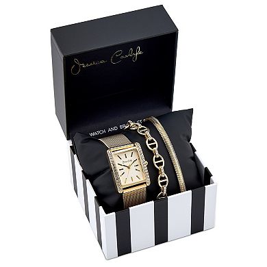 Jessica Carlyle Gold Tone Metal Analog Watch & Bracelet Set