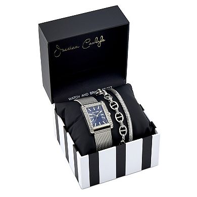 Jessica Carlyle Women's Silver Tone Metal Analog Watch & Bracelet Set