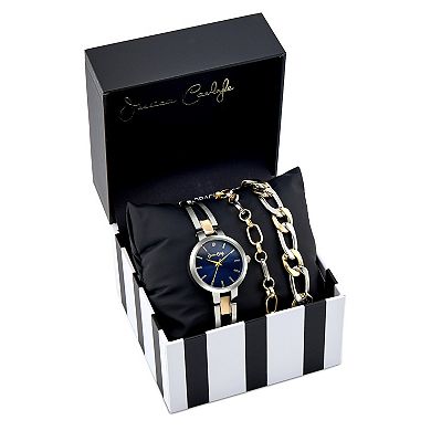 Jessica Carlyle Women's Two Tone Metal Analog Watch & Bracelet Set