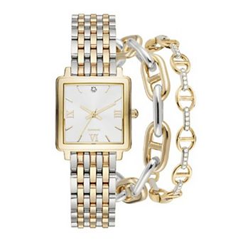 Jessica Carlyle Women's Two Tone Analog Watch & Bracelet Set