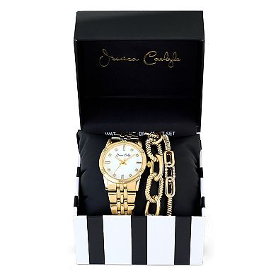 Jessica Carlyle Women's Gold Tone Mother-of-Pearl Watch & Bracelet Set