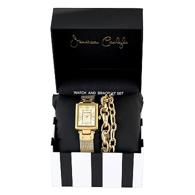 Jessica Carlyle Women's Gold Tone Mesh Watch & Bracelet Set