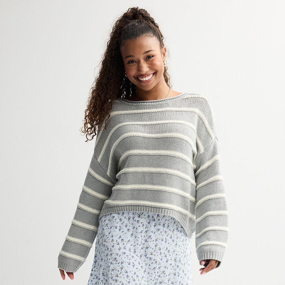Juniors' SO® Textured Boatneck Sweater