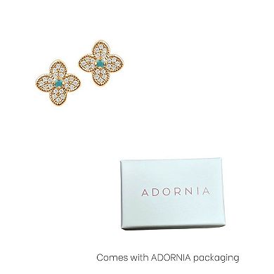 Adornia Simulated Turquoise Flower Stud Earrings